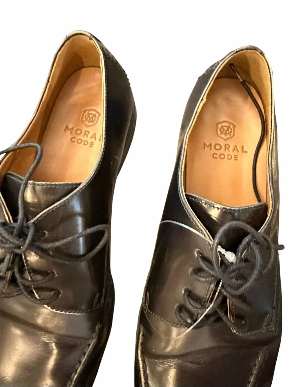 Moral Code Black Wingtip Oxfords Size 10M Scrupulous 32992 Lace Up Leather